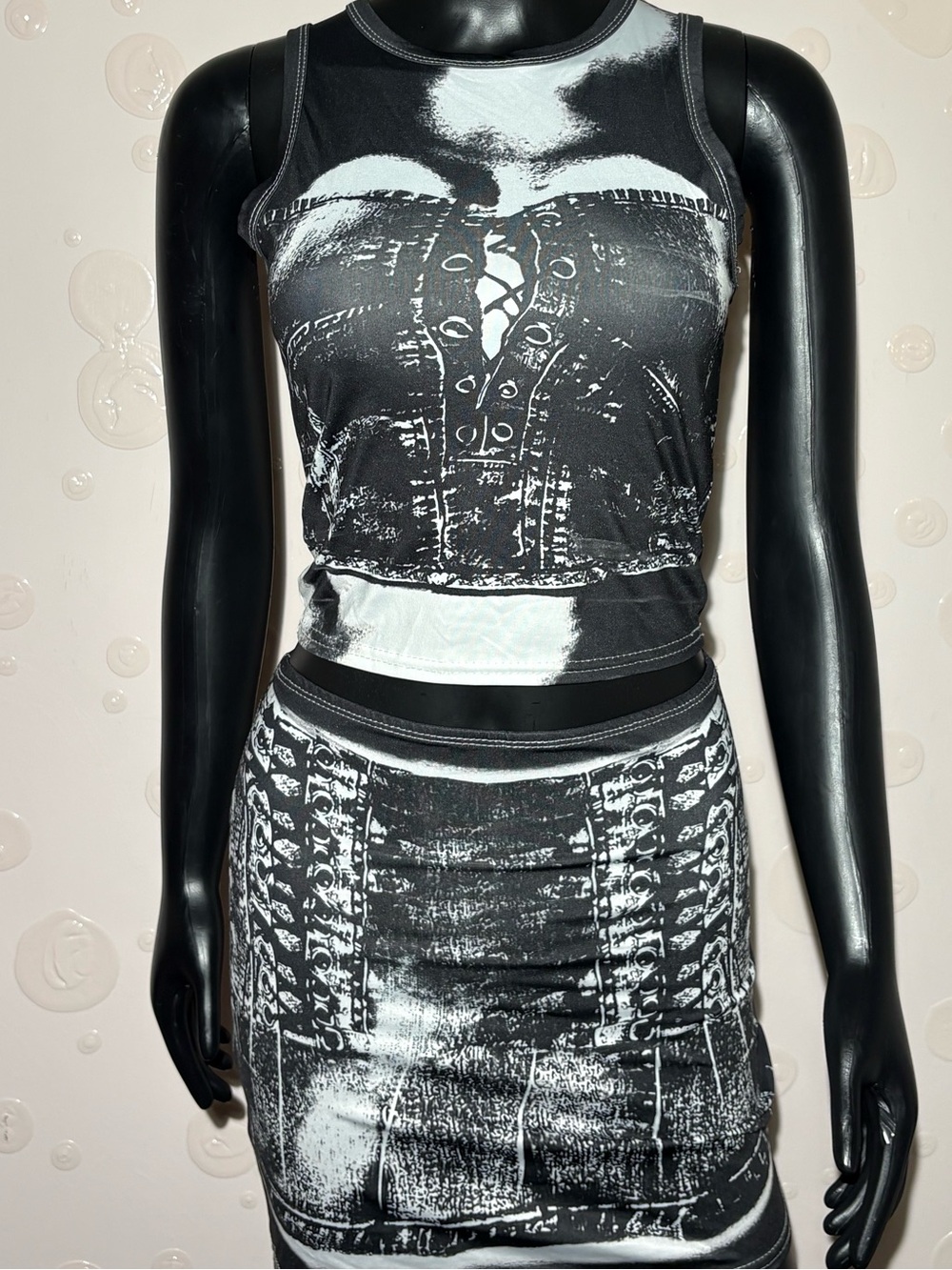 Jaded London Bodice Corset Print Two-Piece Co-ord Set - Tank & Mini skirt